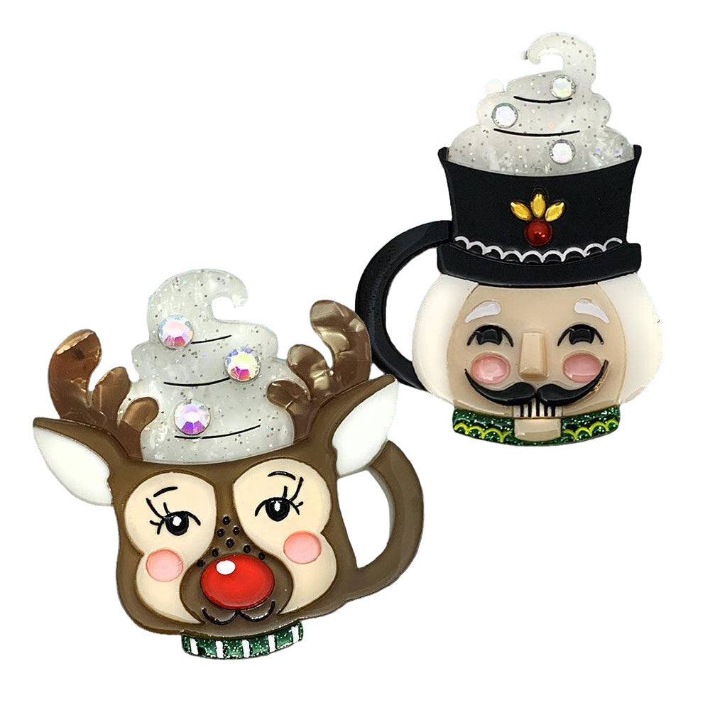 Holiday Mini Mug Brooch Set  by Lipstick & Chrome