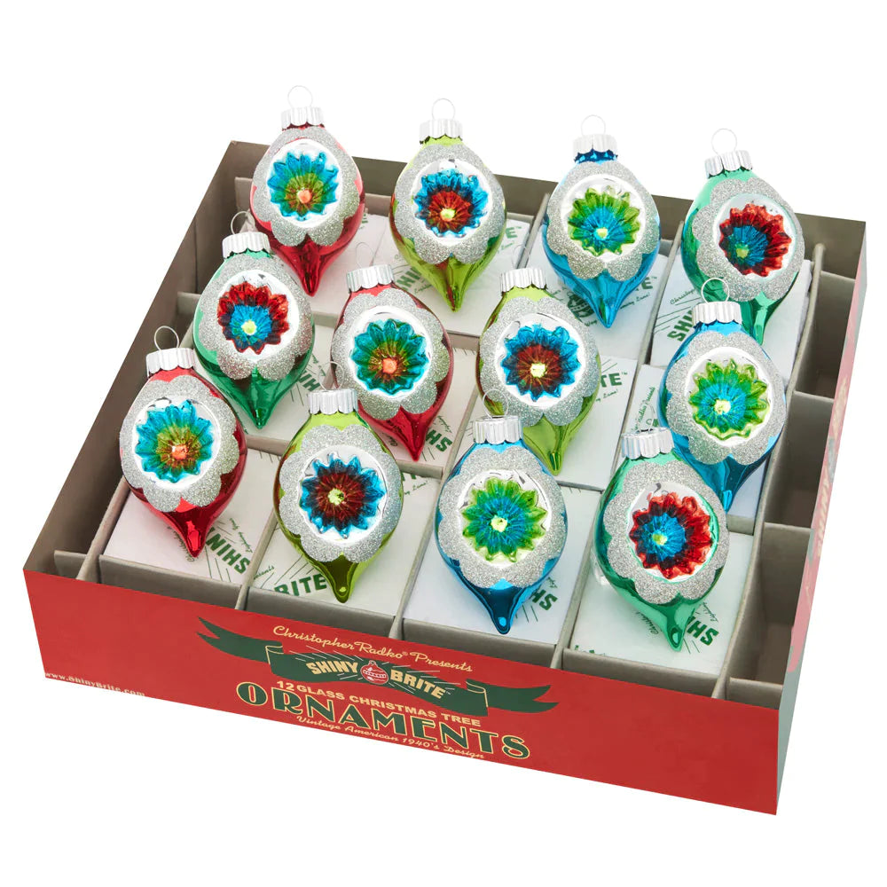Holiday Splendor 12 Count 1.75” Decorated Reflector Tulips by Shiny Brite - Quirks!