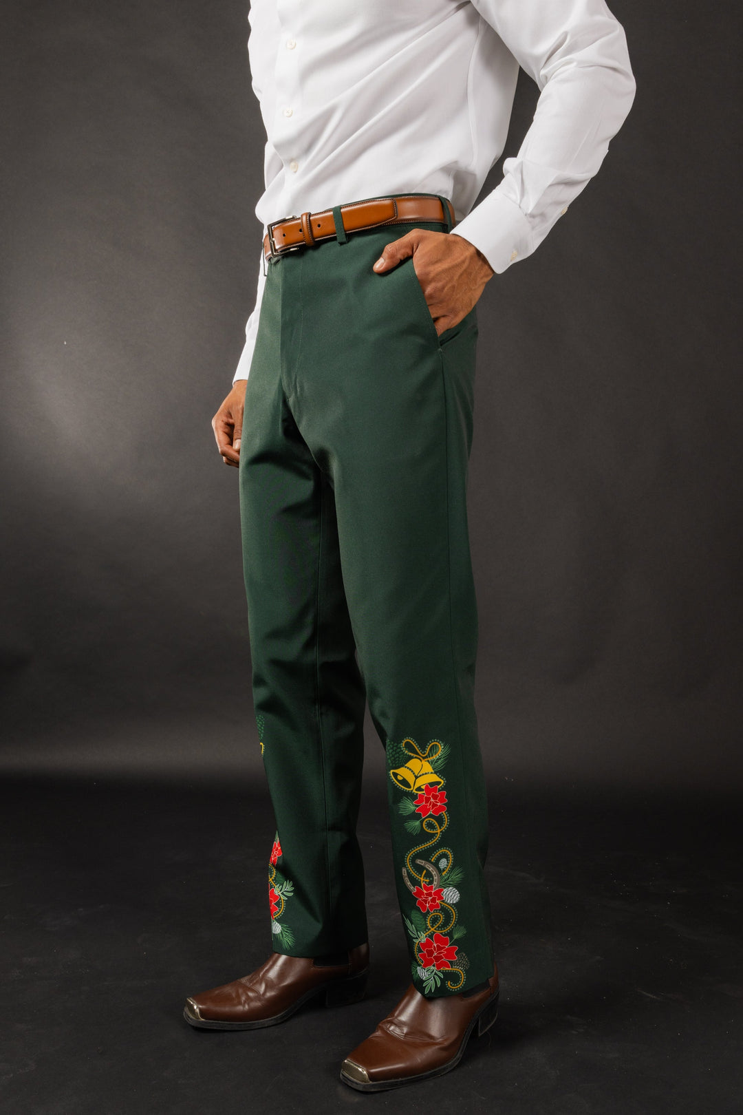 The Holiday Ham | Dark Green Holiday Placement Suit Pants