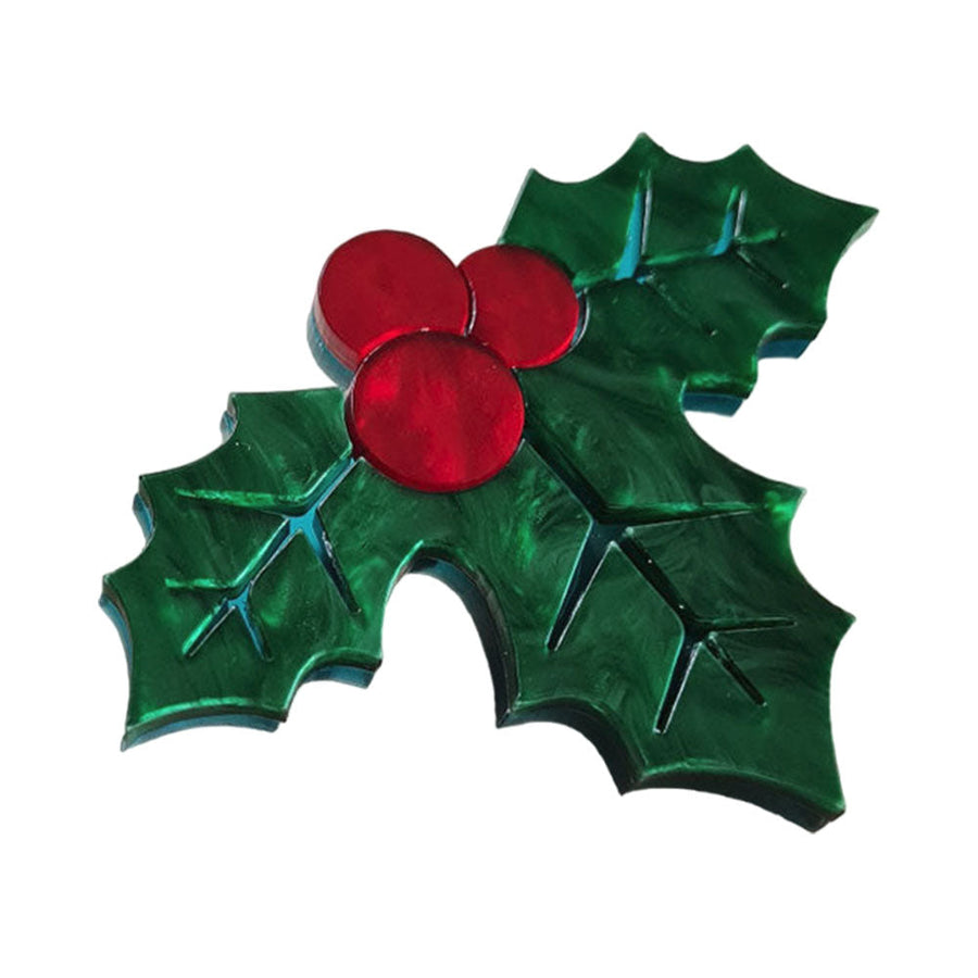 Holly Leaves Brooch by Cherryloco Jewellery 1