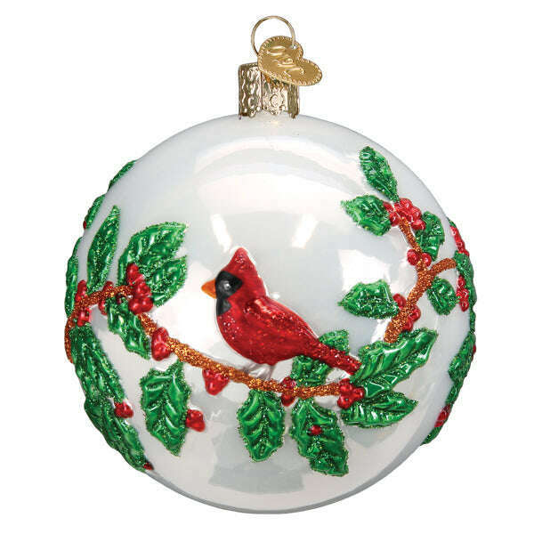 Old World Christmas Hollyberry Birds Blown Glass Ornament