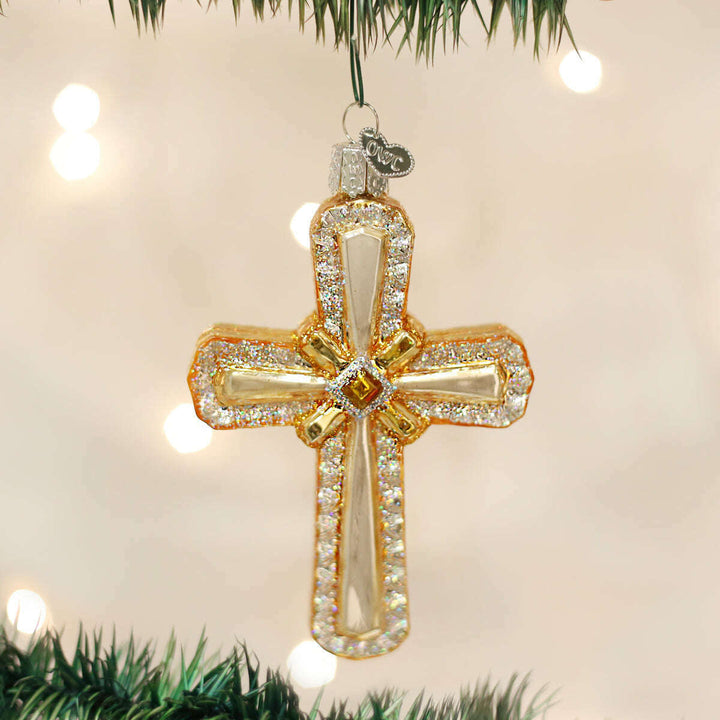 Old World Christmas Holy Cross Blown Glass Ornament