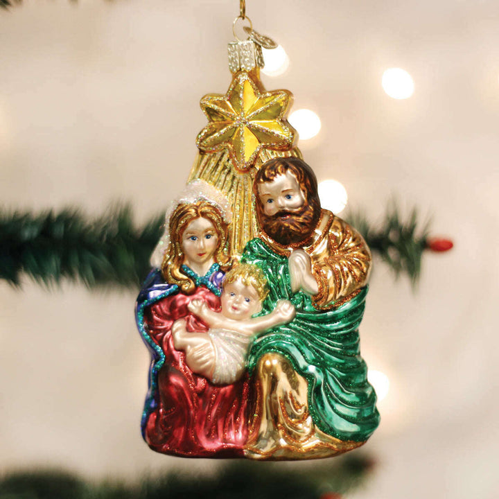 Old World Christmas Holy Family With Star Blown Glass Ornament