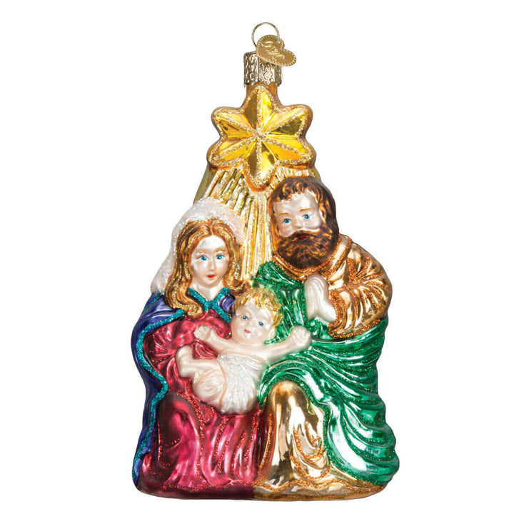 Old World Christmas Holy Family With Star Blown Glass Ornament