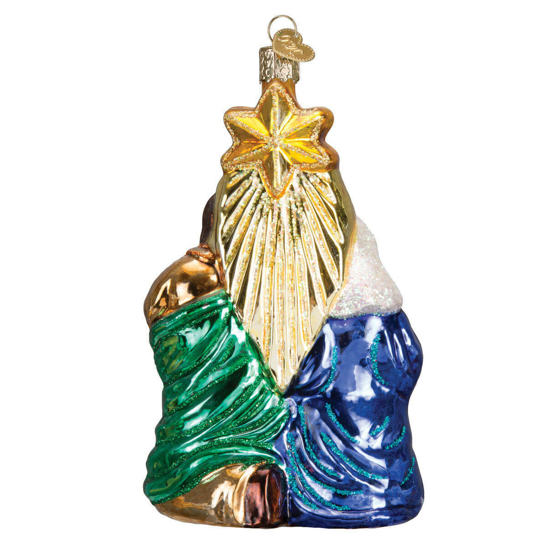Old World Christmas Holy Family With Star Blown Glass Ornament