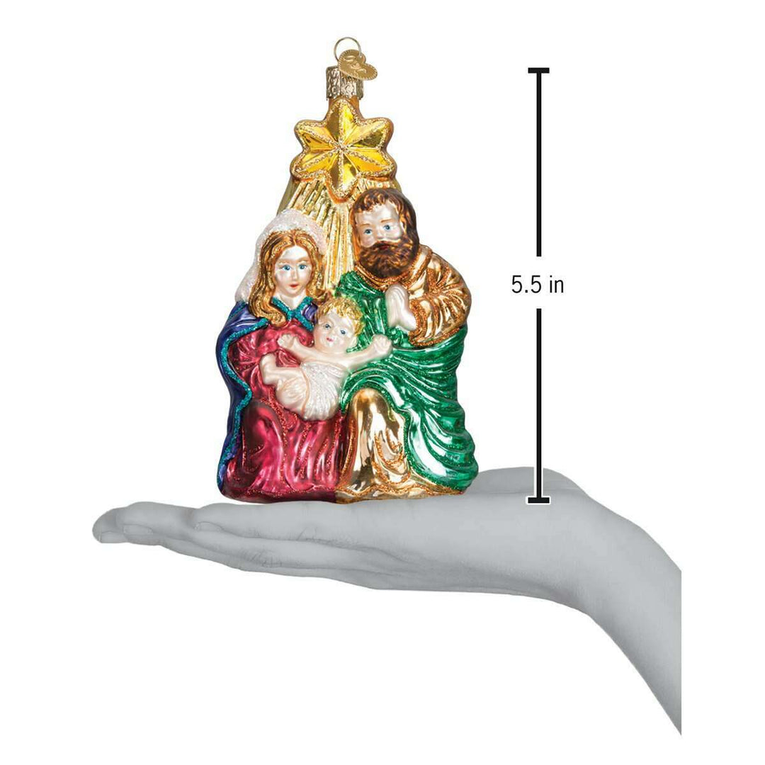 Old World Christmas Holy Family With Star Blown Glass Ornament