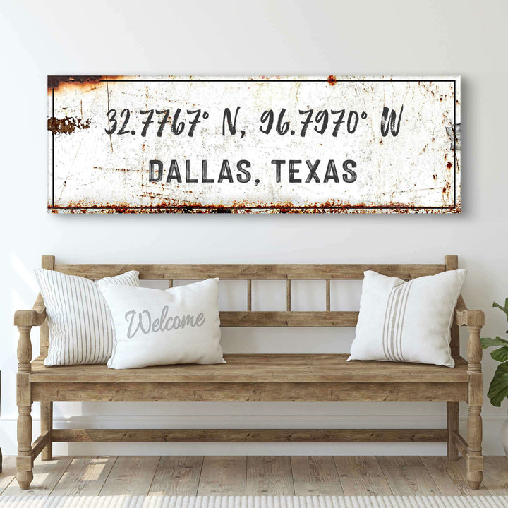 Home Coordinates Rustic Sign