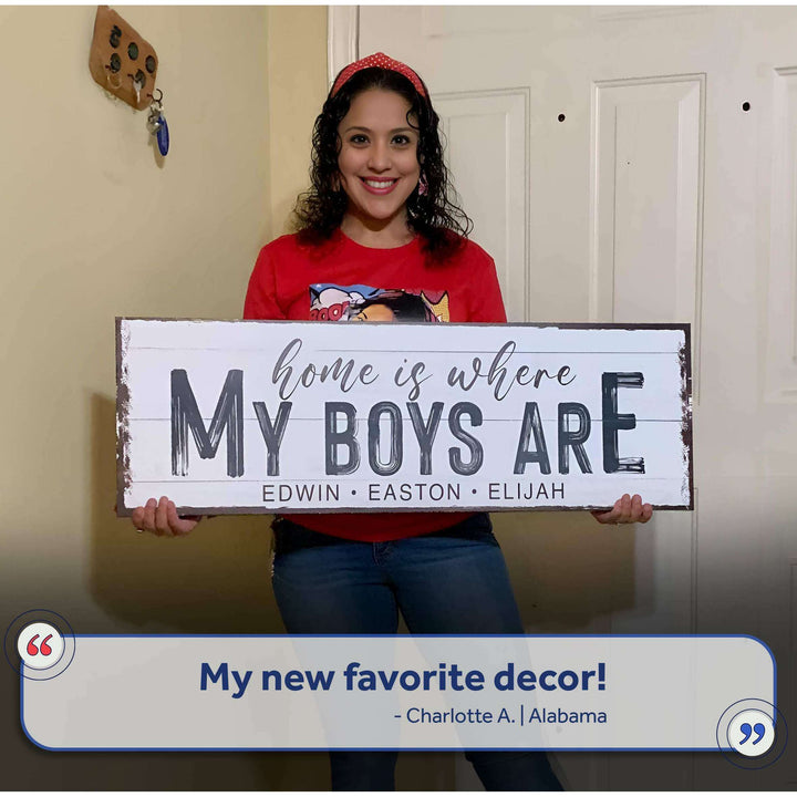Home Is Where My Boys Are Sign