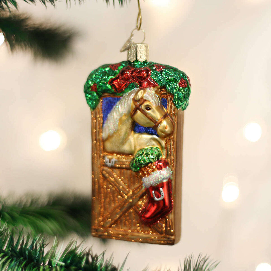 Old World Christmas Horse In Stall Blown Glass Ornament