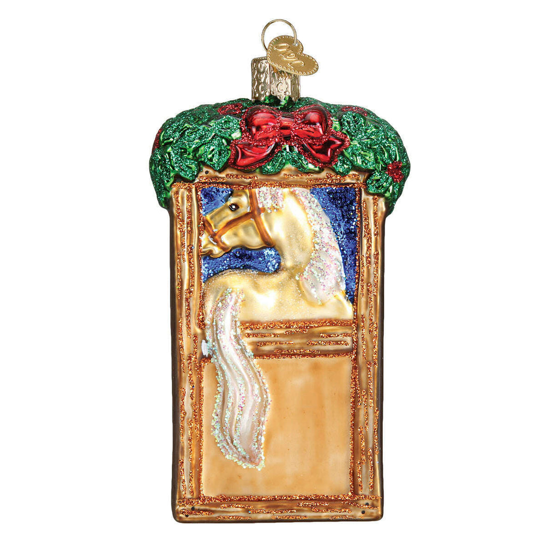 Old World Christmas Horse In Stall Blown Glass Ornament