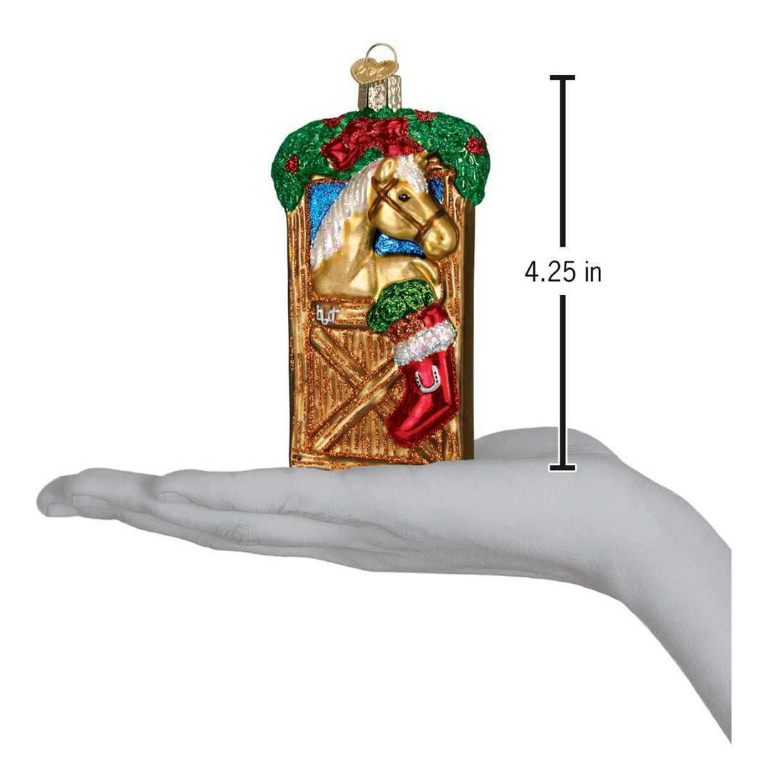 Old World Christmas Horse In Stall Blown Glass Ornament