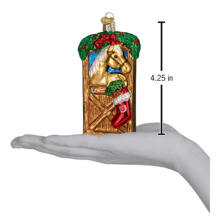 Old World Christmas Horse In Stall Blown Glass Ornament