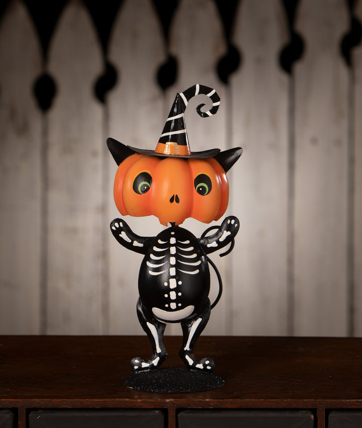 Punkin Head Skelly Cat by Bethany Lowe Designs, halloween decor