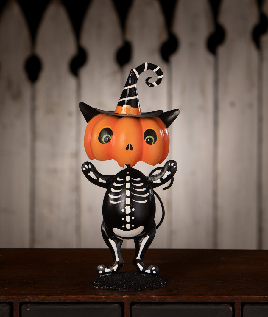Punkin Head Skelly Cat by Bethany Lowe Designs, halloween decor