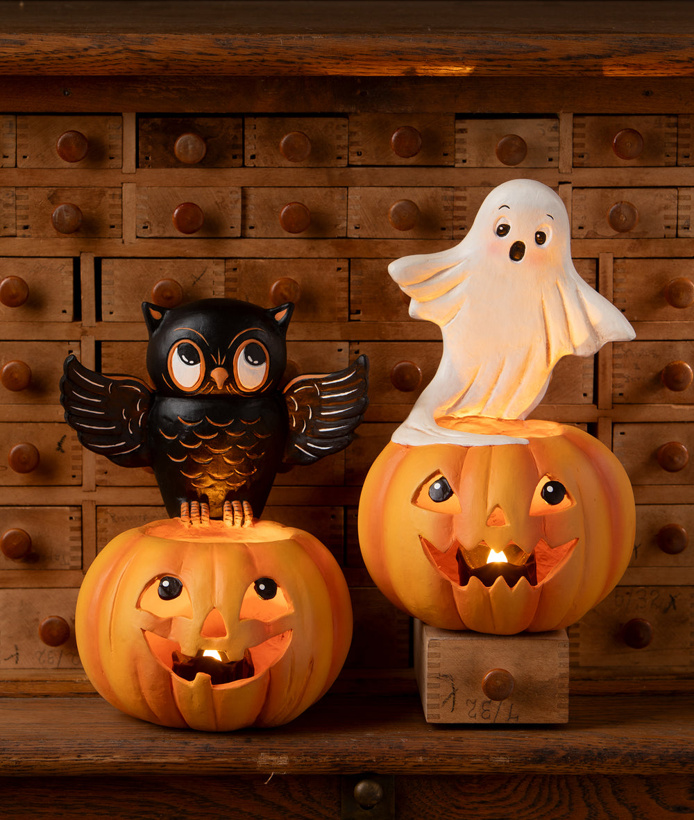 Owl on Jack O'Lantern by Bethany Lowe Designs, image 4
