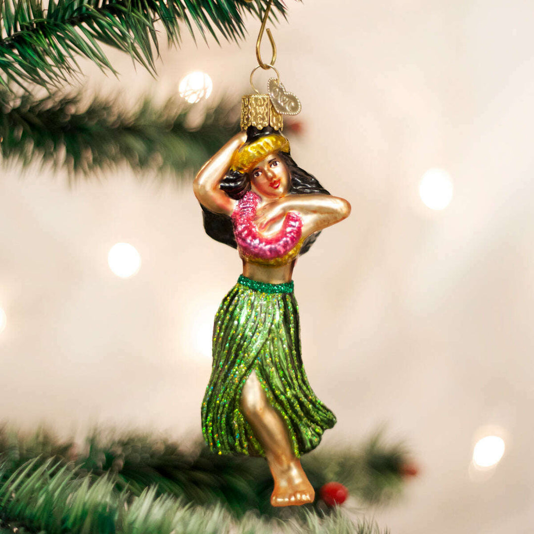 Old World Christmas Hula Dancer Blown Glass Ornament