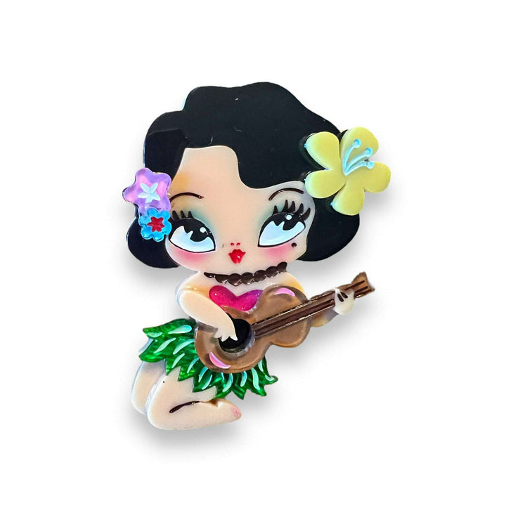 Hula Lula Tiki Girl Brooch by Miss Fluff x Lipstick & Chrome – view 3