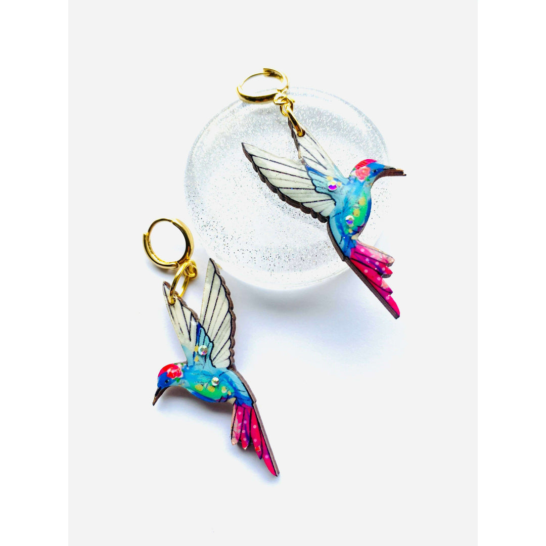 Hummingbird Huggie Hoop Earrings by Rosie Rose Parker