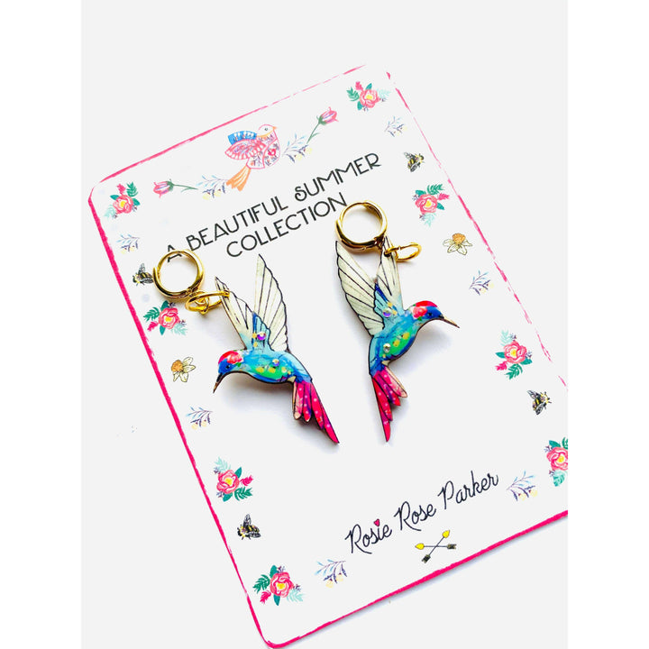 Hummingbird Huggie Hoop Earrings by Rosie Rose Parker