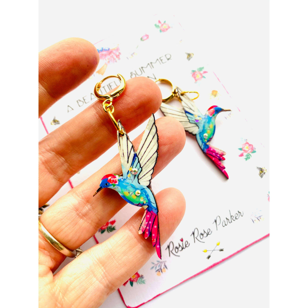 Hummingbird Huggie Hoop Earrings by Rosie Rose Parker