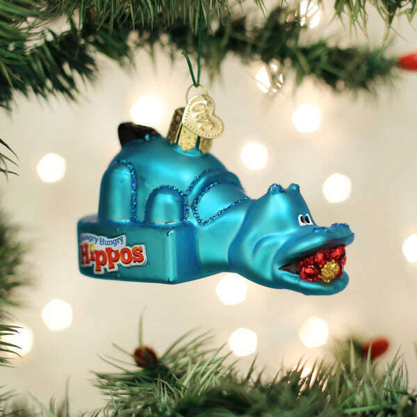 Old World Christmas Hungry Hungry Hippos Blown Glass Ornament
