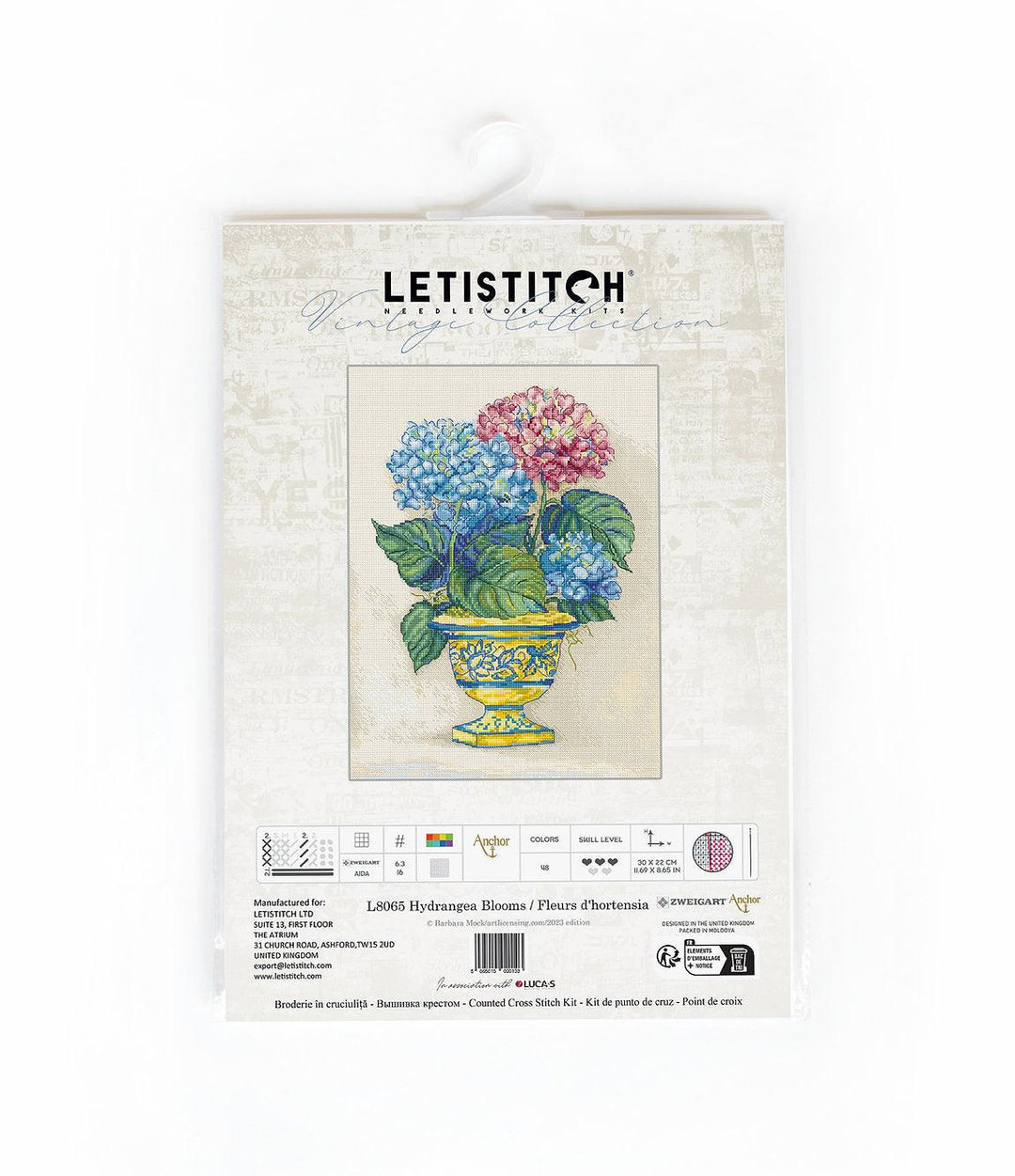 Hydrangea Blooms L8065 Counted Cross Stitch Kit