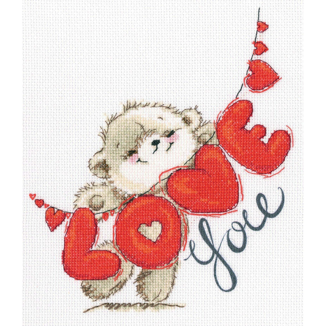 I love you M70033 Cross Stitch kits with printed background