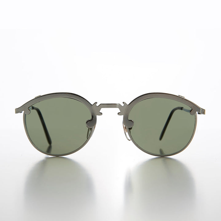 Round 90s Metal Unique Sunglass with Arrow Nose Bridge - Charmer