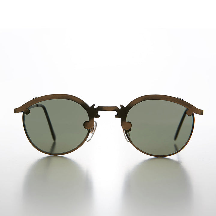 Round 90s Metal Unique Sunglass with Arrow Nose Bridge - Charmer