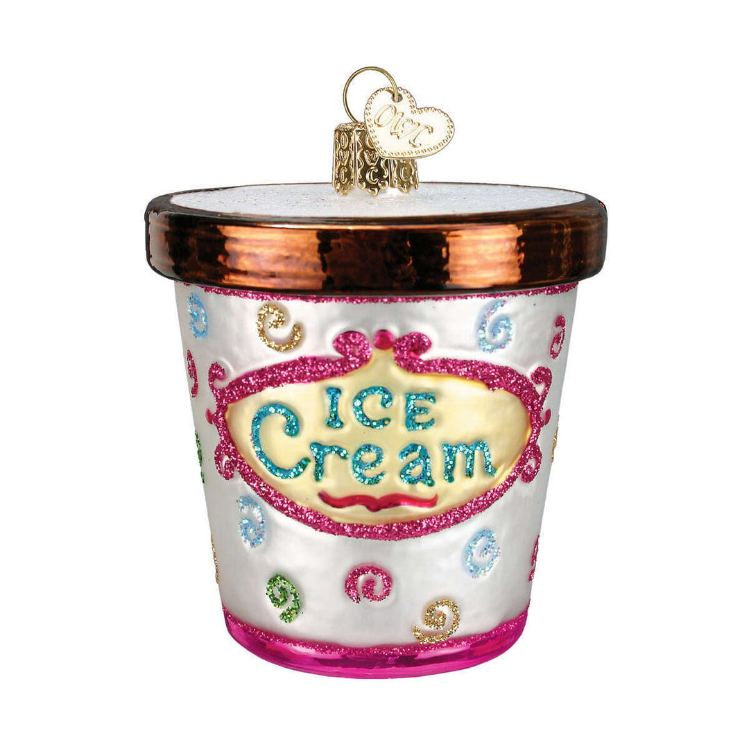 Old World Christmas Ice Cream Carton Blown Glass Ornament