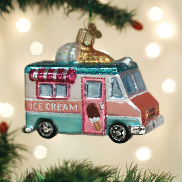 Old World Christmas Ice Cream Truck Blown Glass Ornament
