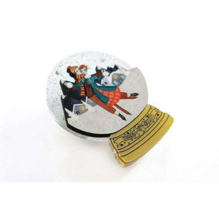 Ice Skating Snow Globe Brooch by Laliblue - Quirks!
