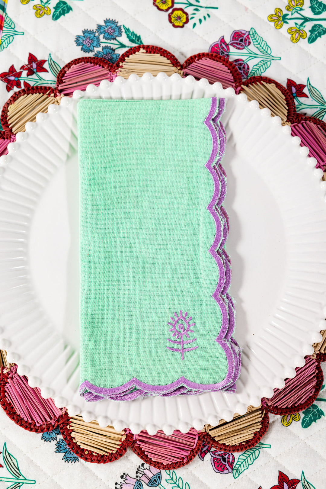 Icon Linen Napkins S/4 - Mint + Lilac