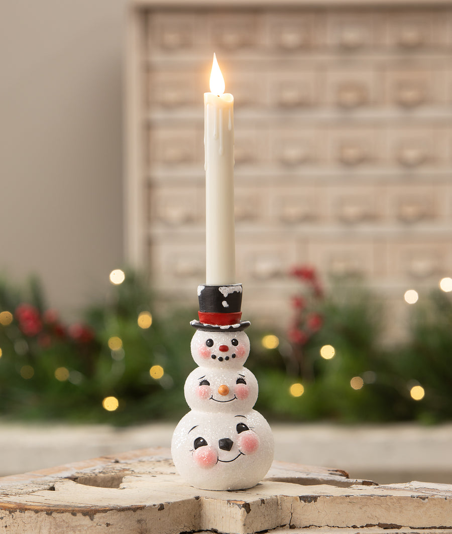 Snowman Stack Candlestick by Bethany Lowe Designs, christmas decor