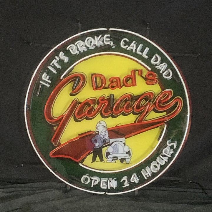 If It's Broken, Call Dad Dad's Garage Open 24 Hours Neon Sign Light