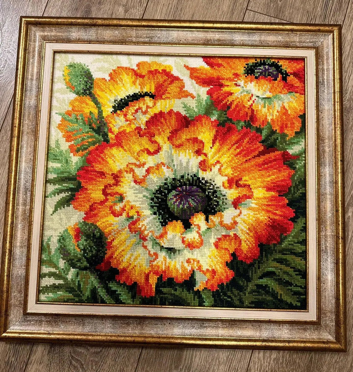Fire Poppies R2080 Counted Cross Stitch Kit