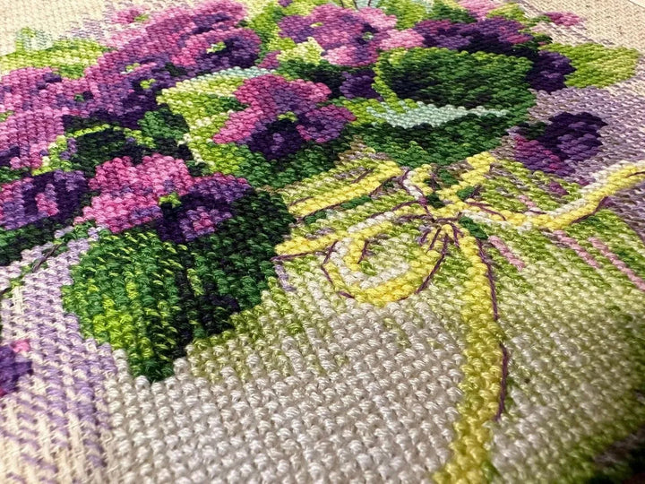 Violets in a Pot R2091 Counted Cross Stitch Kit