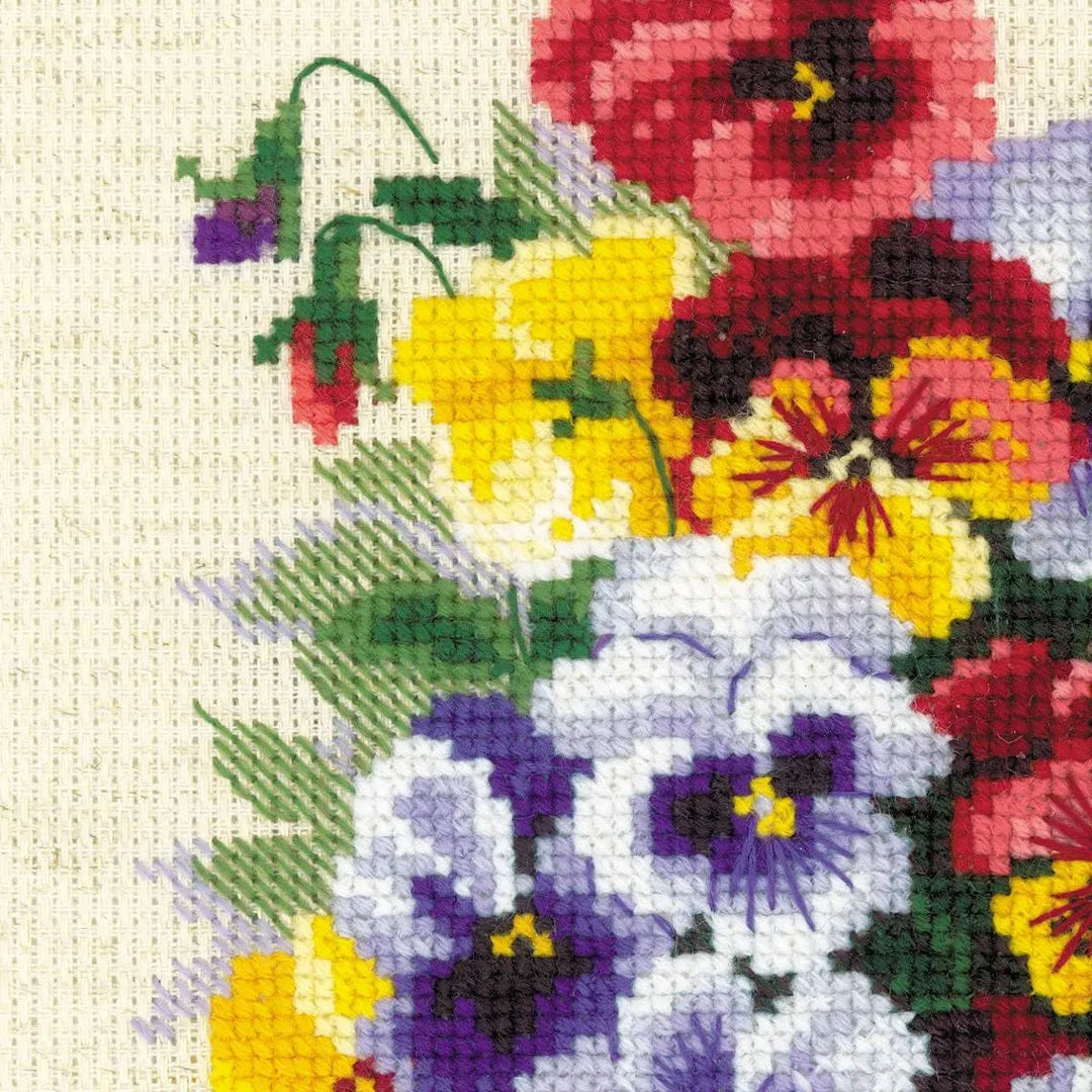 Pansy Medley  R1516 Counted Cross Stitch Kit
