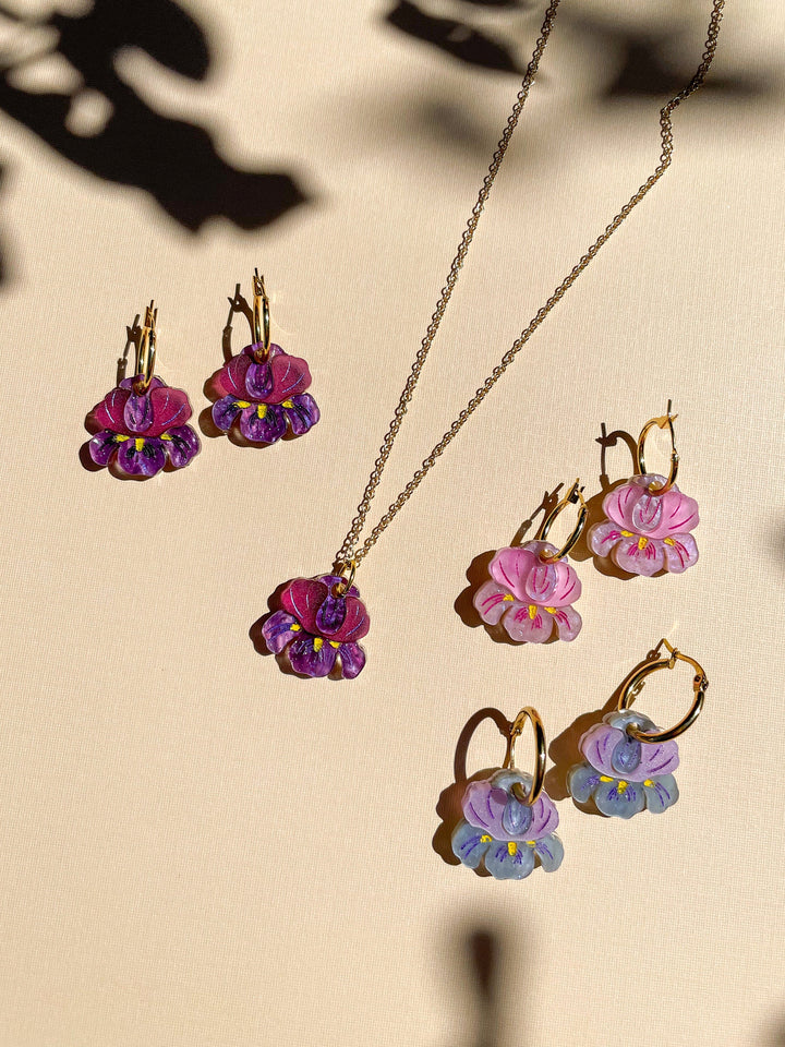 Mini Dark Purple Iris Dangle