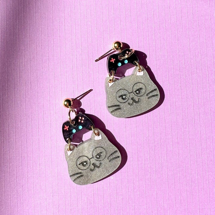 Game Boy Cat Earrings