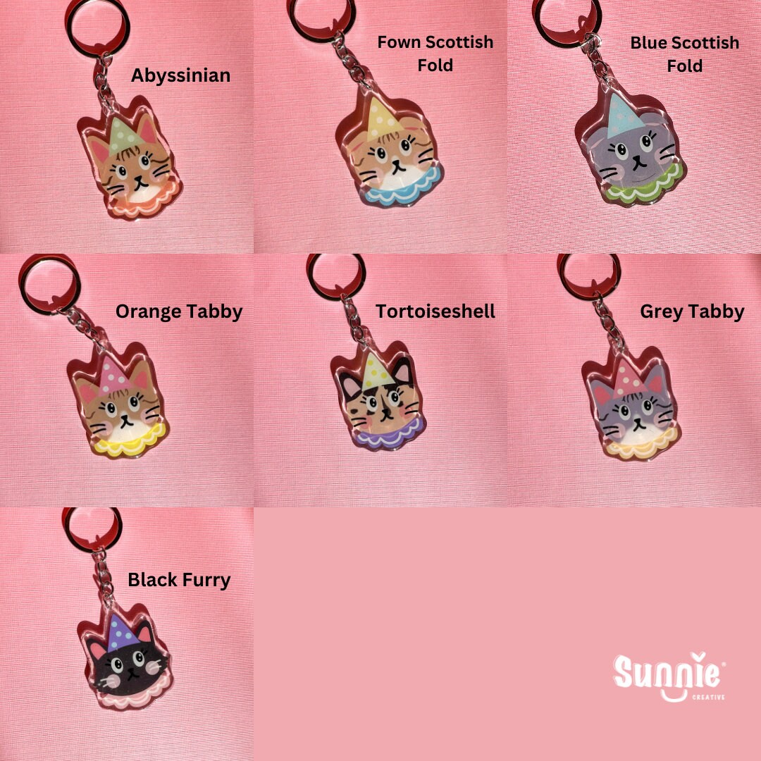 Clown Cat Acrylic Keychain