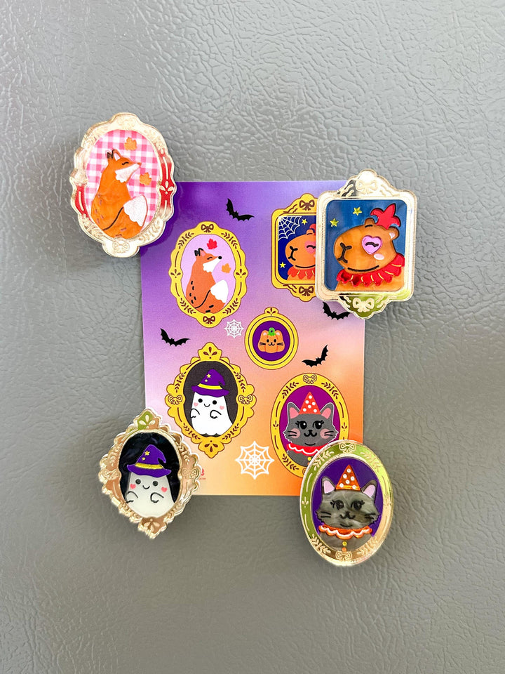 Halloween Animal Portraits Frame Magnet/Brooch