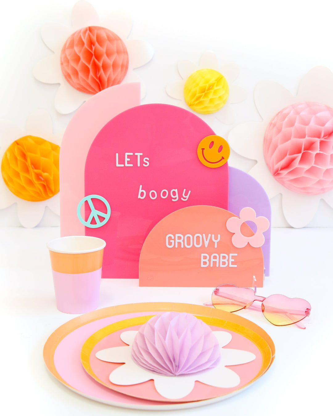 Pink and Coral Acrylic Party Decor Stands