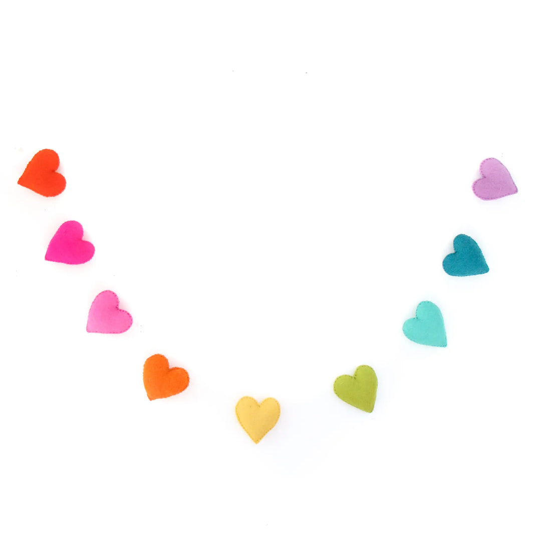 Stuffed Rainbow Heart Felt Garland