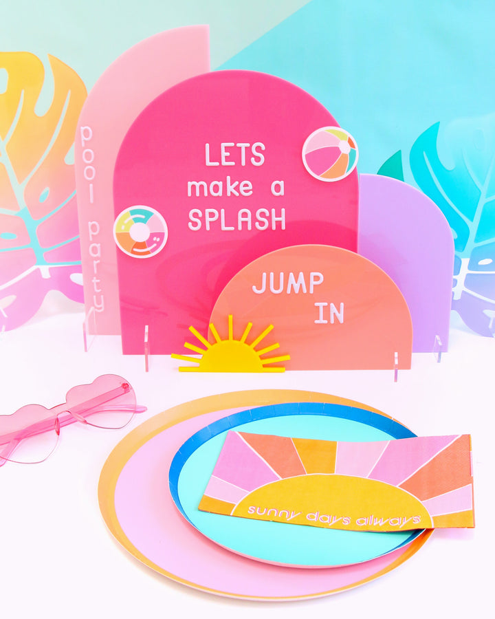 Pink and Coral Acrylic Party Decor Stands