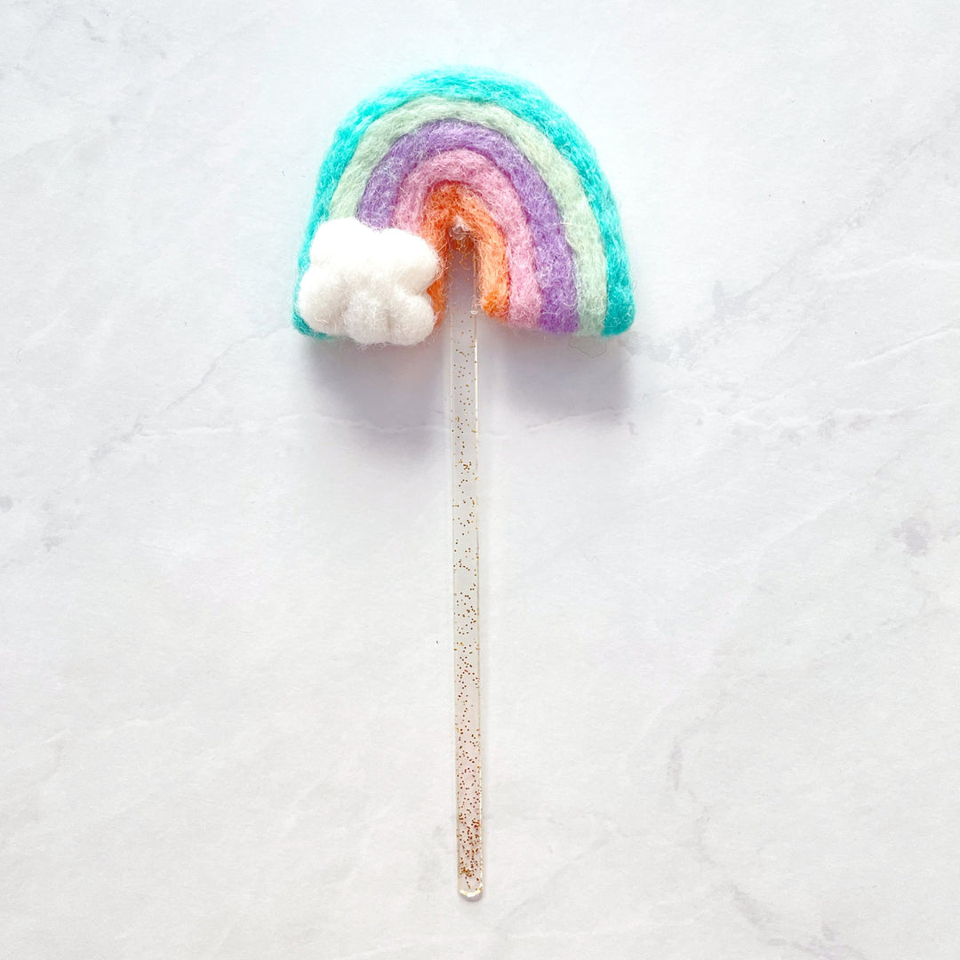 Felt rainbow cake topper for St. Paddy’s day