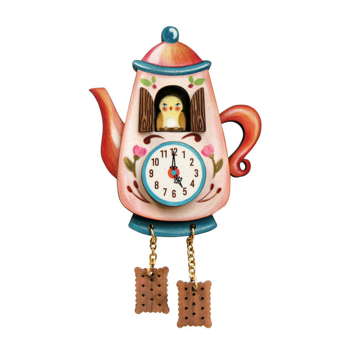 Teapot Clock Brooch by Laliblue
