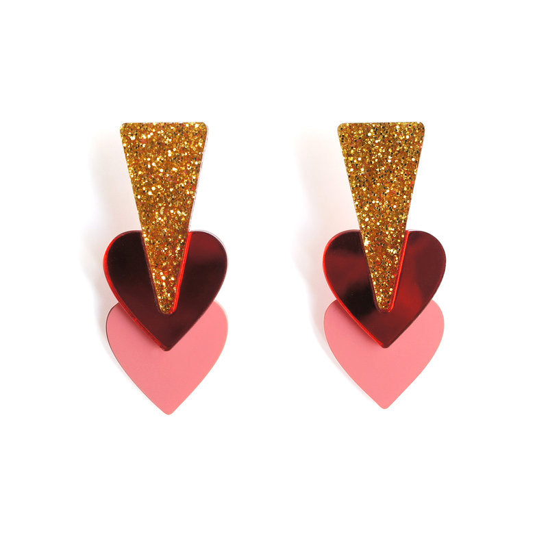 Pink Hearts Earrings by Laliblue