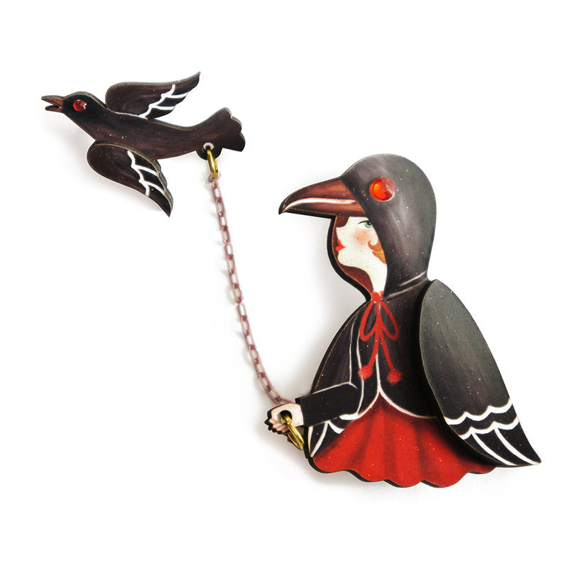 Raven Girl  Brooch by Laliblue