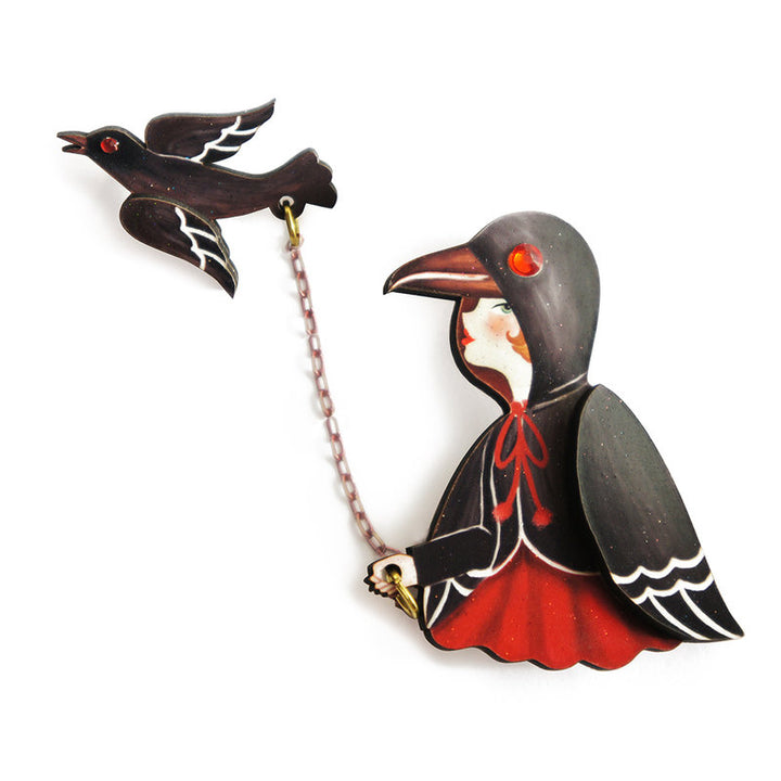 Raven Girl  Brooch by Laliblue